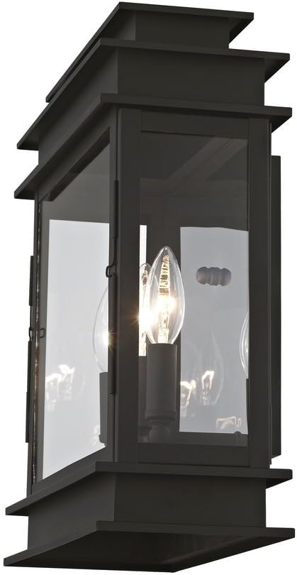 Livex 20204-07 Transitional Three Light Outdoor Wall Lantern from Princeton Collection in Bronze/Dark Finish