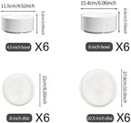 Porcelain Dinnerware Sets for 6, 24pcs High-sided Plates and Bowls Set, White Chip and Scratch Resistant Dinner Set - Dishwasher & Microwave Safe Dinging Dishes Set, QOMO-1996