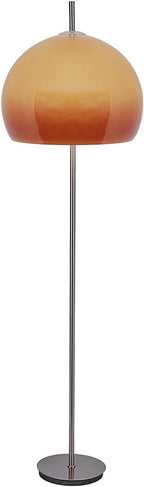 MIXL-Orange Mushroom Floor Lamp,Chrome Floor Lamp with Foot Switch,Dimmable Standing Lamp with Dome Shade,Mid-Century Modern Reading Lamp for Living Room Bedroom and Office