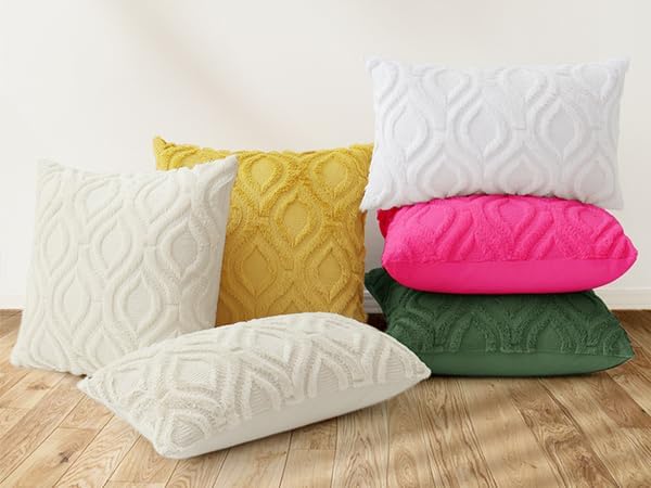decorUhome Christmas Throw Pillow Covers 12x20 Inch Set of 2, Soft Plush Decorative Faux Fur Forest Elf Solid Couch Pillow Covers, Accent Farmhouse Neutral Lumbar Euro Pillow Cases for Sofa