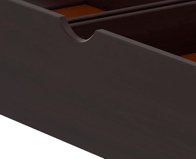 Espresso Underbed Storage Drawers, Set of 2, Solid Wood Construction, Easy Wheel Movement, Fits Bed Frames 9.75 in. or Higher, Ideal for Children's Bedroom, 35 in. W x 19.25 in. D x 8 in. H