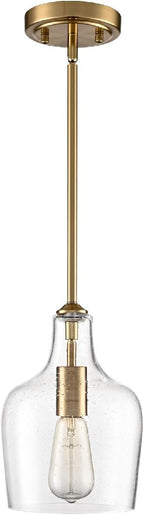 Rod Hung Pendant Light for Kitchen Island (Gold Seeded Glass)