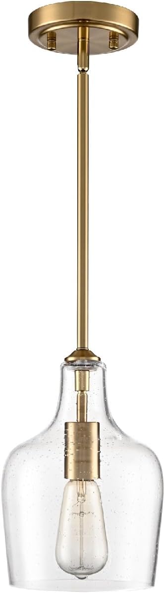 Rod Hung Pendant Light for Kitchen Island (Gold Seeded Glass)