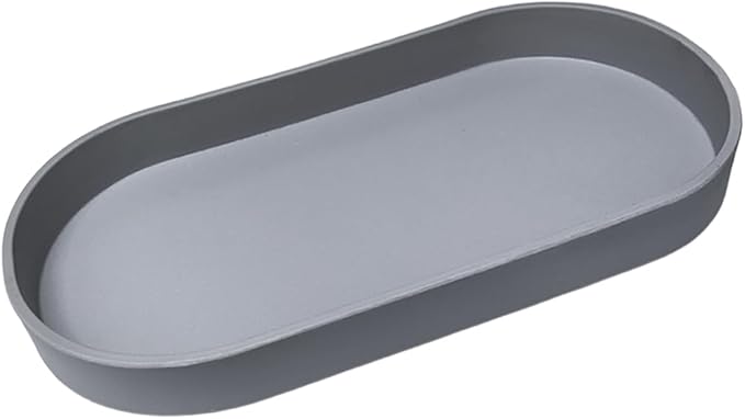 Gray Small Tray (11.8 inch), Oval Tray for Kitchen Counter, Bathtub Bathroom Vanity Items, Countertop Organizer, Coffee Accessory, Bar, Serving Seasoning, Salt and Pepper, Soap, Perfume.
