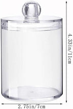 AXX Qtip Dispenser Apothecary Jars Bathroom - Qtip Holder Storage Canister Clear Plastic Jar for Cotton Swab,Q-Tips,Cotton Rounds (E#Clear 4Pcs)
