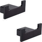 RANDOM Black Double Towel Hook SUS304 Stainless Steel Towel Hooks for Bathroom Wall Mounted Coat Hooks Heavy Duty Wall Hook Square Hand Towel Holder Matte Black Robe Hook.96009-8MB-2