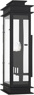 Livex 20208-04 Transitional Three Light Outdoor Wall Lantern from Princeton Collection in Black Finish