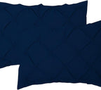 COTTON STICH Pinch Pleated Standard Pillow Shams Set of 2 Navy Blue 600 Thread Count 100 Percent Egyptian Cotton Soft Breathable Skin Friendly Decorative Pillow Covers 20x26 Inch