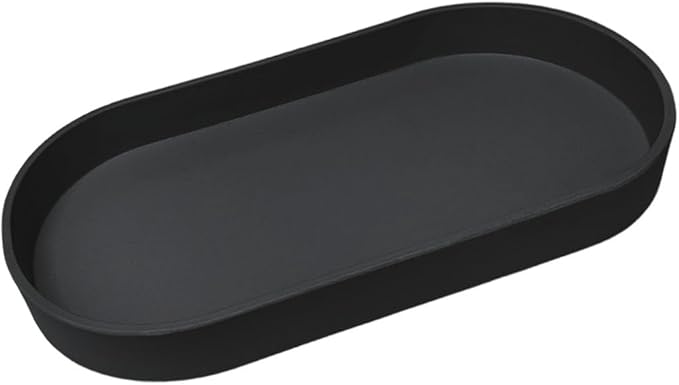 Black Small Tray (11.8 inch), Oval Tray for Kitchen Counter, Bathtub Bathroom Vanity Items, Countertop Organizer, Coffee Accessory, Bar, Serving Seasoning, Salt and Pepper, Soap, Perfume.