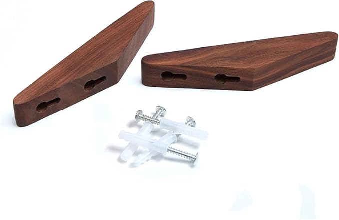 Pack 6 Wood Wall Hooks, Black Walnut Coat Minimalist Design Heavy Duty Robe Hook Wall Mounted Rustic Wooden Hooks Clothes Hanger Hat Rack for Hanging Bathroom Towels.
