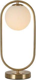 KCO Lighting Modern Bedside Night Lamp Mini Gold Table Light Metal Brass Finished Bedside Desk Lamp with Milky White Shade for Living Room Bedroom (Bronze, Oval)