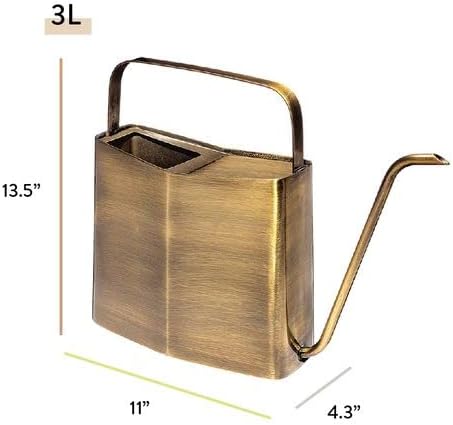 Modern Sprout Brass Finish Plant Watering Can - Long Spout Stainless Steel Vessel for Outdoor & Indoor Plants - Rust Resistant 3L Capacity - Stylish Garden Accessory for Houseplants & Decorative Use