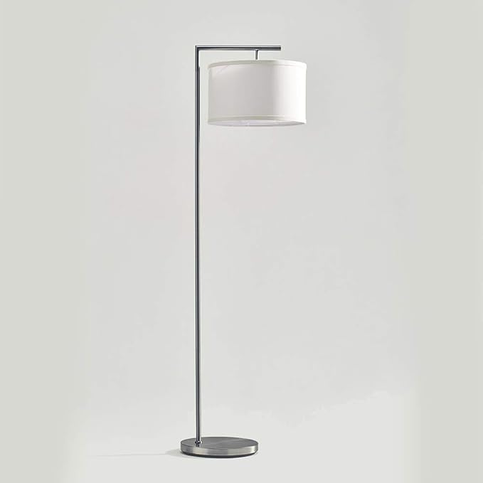 Brightech Montage Modern Floor lamp, LED Floor Lamp for Living Rooms & Offices - Tall Standing Lamp for Bedroom Reading - Corner Pole Lamp for Contemporary Home Decor - Satin Nickel