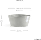 Ecopots Frankfurt Durable Modern Round Indoor/Outdoor Recycled-Based Composite Flower Pot Planter, White Grey, 12"