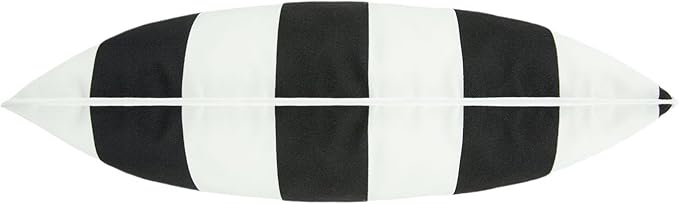 FUNHOME Outdoor Lumbar Pillows for Patio Furniture,12x20 Inch Decorative Pillows Set of 2 with Insert,Hidden Zipper Water Resistant Headrests for Sofa Couch Chair(Black White Stripe)