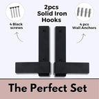 Decorative Wall Hooks-Set of 2 Chic Coat Hooks for Wall Mount. Perfect for Hanging Coats, Clothes, Towels, Backpacks Or Hats. Modern Heavy Duty Metal Hooks (Black Set)