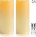 12" x 5" Ivory Large Waterproof Outdoor Flameless Candles Battery Operated LED Flickering Pillar Candles with Remote and Timer for Indoor Outdoor Lanterns, Long Lasting, Set of 2