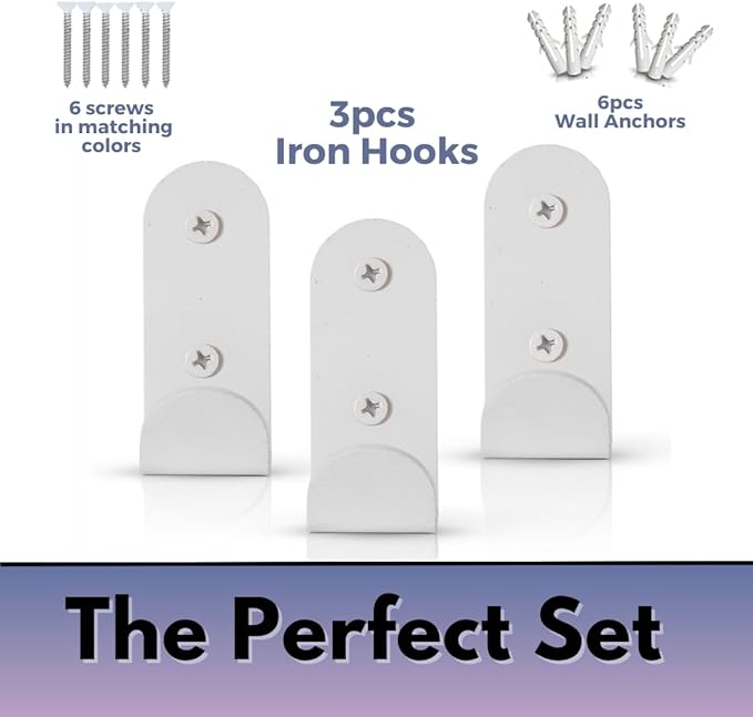 Heavy-Duty White Wall Hooks for Hanging (Set of 3) – Stylish & Sturdy Metal Hooks for Coats, Backpacks, Towels & Bags | Decorative Modern Hooks for Entryways, Bathrooms & Kids’ Rooms