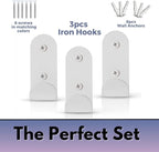 Heavy-Duty White Wall Hooks for Hanging (Set of 3) – Stylish & Sturdy Metal Hooks for Coats, Backpacks, Towels & Bags | Decorative Modern Hooks for Entryways, Bathrooms & Kids’ Rooms