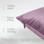 lalaLOOM Velvet Throw Pillow Covers, Set of 2 Decorative Square Pillows Home Decor, Soft Accent Cases, Silky Machine Washable Pillowcases for Sofa, Couch, Bedroom, Living Room, 16x16, Plum Purple