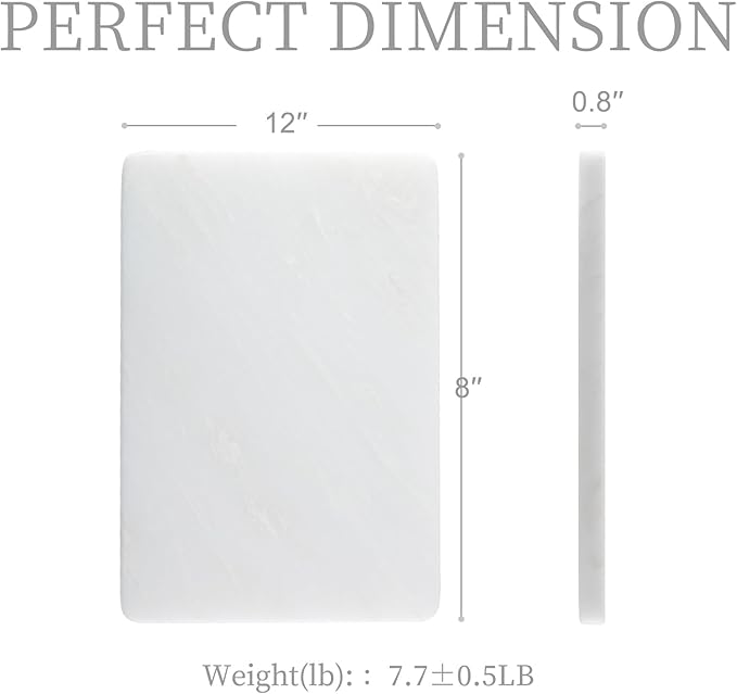 Koville African Natural Marble Cutting Board for Kitchen, 12x8inch Hand Crafted Marble Slab for Cheese, Charcuterie, Pastry Board - Wedding Gift, House Warming Gift