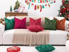 decorUhome Christmas Throw Pillow Covers 22x22 Inch Set of 2, Soft Plush Faux Fur Wool Green Couch Pillow Covers, Decorative Neutral Pillow Cases for Bed Sofa Living Room Home Decor