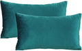 12x20 Teal Couch Throw Pillow Covers Rectangle Lumbar Velvet Decorative Soft Solid Cozy Cushion Cases Home Decor for Sofa Bedroom Living Room Set of 2