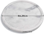 Natural Grey Marble Tray - Real Stone Decorative Tray, Genuine Marble for Bathroom, Kitchen, Dresser, Vanity - Holds Jewelry, Perfume, Shampoo - 8" Round