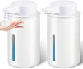 2 Pack Automatic Foaming Soap Dispenser, 13.5oz Touchless Electric Hand Soap Dispenser, Rechargeable Foam Pump for Bathroom Countertop, Kids & Family Use (White)