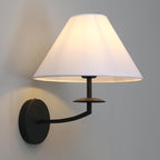PERMO Vintage Wall Sconce Black Classic Bathroom Sconces wiht 11" Tapered White Textile Shade Wall Sconce Hardwired Indoor Wall Mount Lights for Living Room Bedroom Hallway Entryway