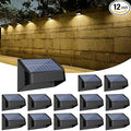 Brighter Solar Fence Lights,Solar Lights Outdoor Waterproof,Warm White and RGB 8 Colors,Dusk to Dawn Deck Light, Outdoor Lighting for Backyard/Railing/Wall/Step/Patio（12 Pack,Black）