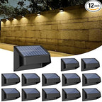 Brighter Solar Fence Lights,Solar Lights Outdoor Waterproof,Warm White and RGB 8 Colors,Dusk to Dawn Deck Light, Outdoor Lighting for Backyard/Railing/Wall/Step/Patio（12 Pack,Black）