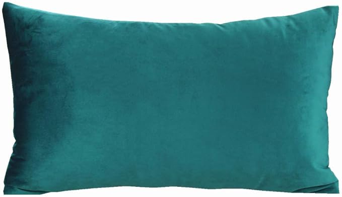 12x20 Teal Couch Throw Pillow Covers Rectangle Lumbar Velvet Decorative Soft Solid Cozy Cushion Cases Home Decor for Sofa Bedroom Living Room Set of 2