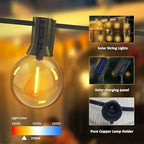 G40 Solar String Lights Outdoor with Remote 40 FT, USB & Solar Dual Charging, Waterproof, 8 Modes 3 Timers, 14+1 LED Shatterproof Bulbs, Dimmable Solar Light for Camping Backyard Bistro Porch Garden