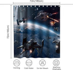 Universe Wars Shower Curtain Battle of The Universe Shower Curtain Set with 12 Hooks Funny Planet Science Fiction Movie 60x72 inch Polyester Machine Washable, Blue Grey