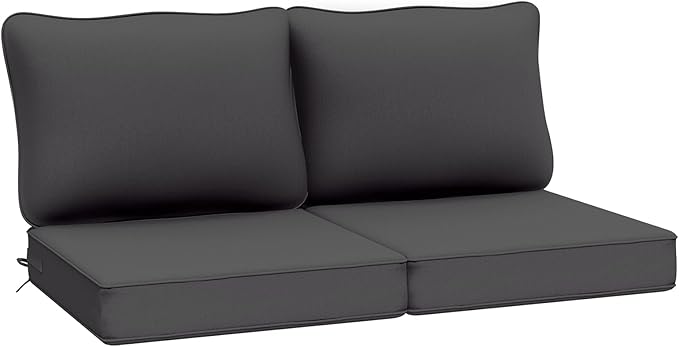 AAAAAcessories Outdoor Deep Seat Cushions, Waterproof, Fade-Resistant Patio Furniture Replacement Cushions, Set of 2, 24" x 24" x 5", Shadow Gray