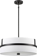 HYDELITE Black Pendant Light Drum Black Chandelier Modern 4 Light for Dinnng Room Living Room Bedroom