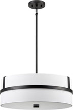 HYDELITE Black Pendant Light Drum Black Chandelier Modern 4 Light for Dinnng Room Living Room Bedroom