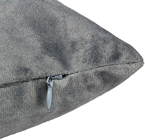 Grey Gray Velvet Throw Pillow Covers 16x16 Inch Set of 2 Soft Solid Decorative Square Cushion Cases Cozy Pillowcases for Sofa Couch Bedroom Car