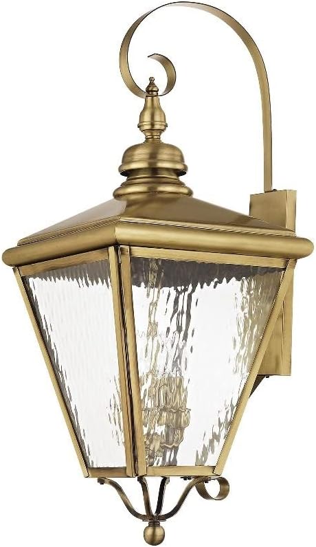 Livex 2036-01 Transitional Four Light Outdoor Wall Lantern from Cambridge Collection Finish, Antique Brass