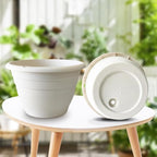 Plant Pots Set of 5, 10" Outside Diameter Flower Pots, 8.5" Inner Diameter Plant Planters with Drainage Hole, Durable Garden Pots Perfect for Indoor & Outdoor Plant Planting, Decor, White