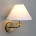 PERMO Vintage Wall Sconce Antique Rustic Gold Sconces wiht White Textile Fabric Shade Hardwired Sconce Indoor Wall Lights for Living Room Bedroom Kitchen Dining Room Home Office
