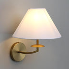 PERMO Vintage Wall Sconce Antique Rustic Gold Sconces wiht White Textile Fabric Shade Hardwired Sconce Indoor Wall Lights for Living Room Bedroom Kitchen Dining Room Home Office