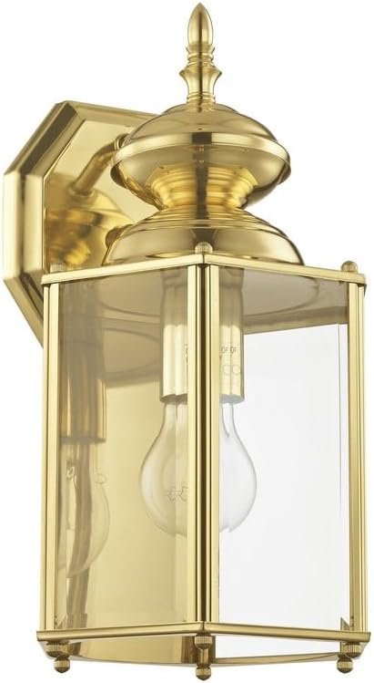 Livex Lighting 2007-01 Outdoor Wall Lantern with Clear Beveled Glass Shades, Antique Brass