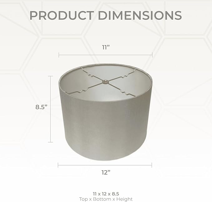 Royal Designs, Inc. HB-610-12GR Shallow Drum Hardback Lamp Shade, 11 x 12 x 8.5, Gray