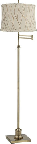 360 Lighting Westbury Traditional 70" Tall Standing Floor Lamp Skinny Large Adjustable Swing Arm Pole Gold Antique Brass Finish Living Room Bedroom House Reading Office Kinmen Cream Drum Shade