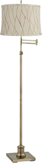 360 Lighting Westbury Traditional 70" Tall Standing Floor Lamp Skinny Large Adjustable Swing Arm Pole Gold Antique Brass Finish Living Room Bedroom House Reading Office Kinmen Cream Drum Shade