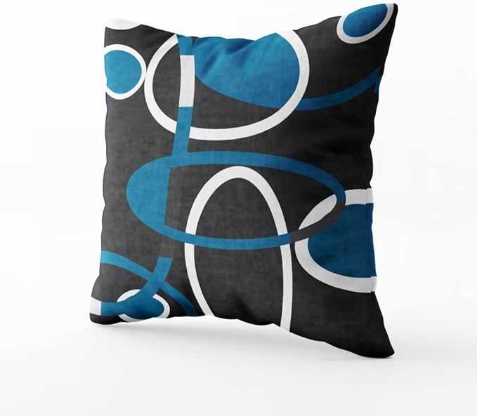 CAPSCEOLL Throw Pillow Cover Black Blue White Geometric Circle Printing Pillowcase 20X20 Inch Set of 2 Home Decor Zipper Square Classic Style Pillowcase for Living Room