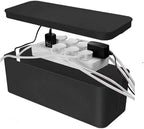 [Set of 3] 3 Cable Management Boxes + 3 Wire Ties, Large Cord Box Organizers to Hold and Hide Power Strip Charger Adapter Power Cord Charging Station USB HUB (Black)