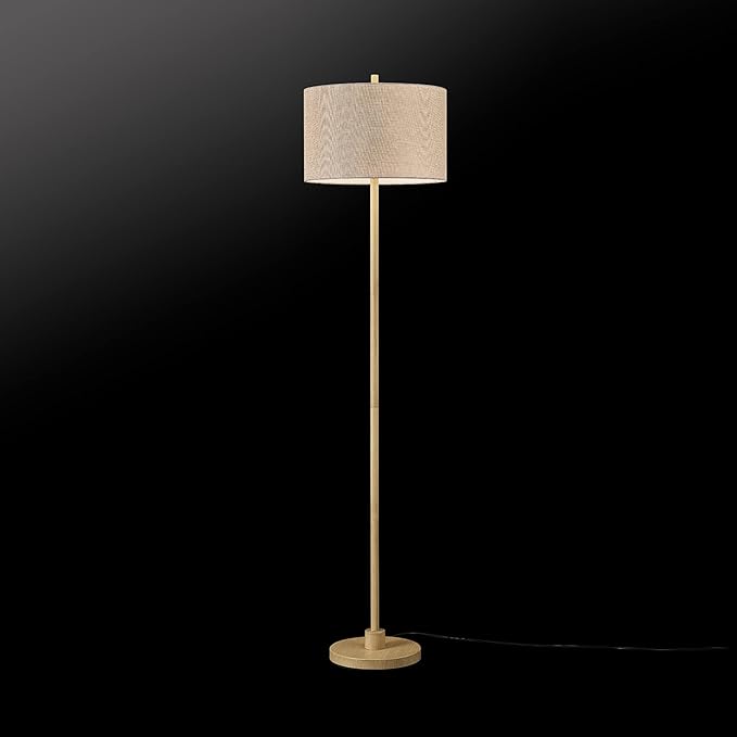 GLOBE Electric 65906 62" Floor Lamp, Light Faux Wood, Jute Shade, On/Off Rotary Switch on Socket